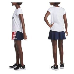 Adidas Girls' 3-Stripe Flounce Knit Skorts Tennis Skirt Size XL/16